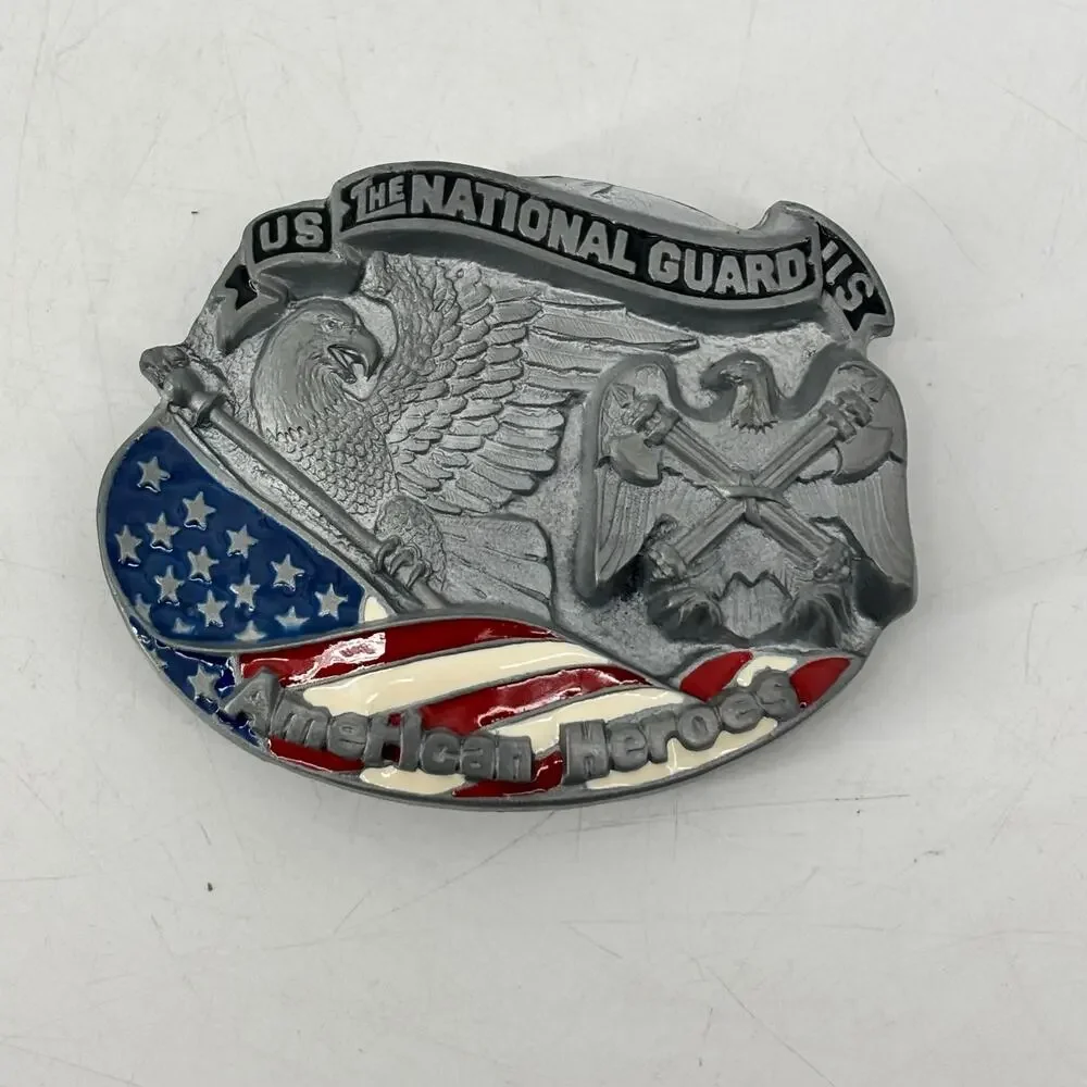US National Guard Belt Buckle Great American Hero USA Pewter
